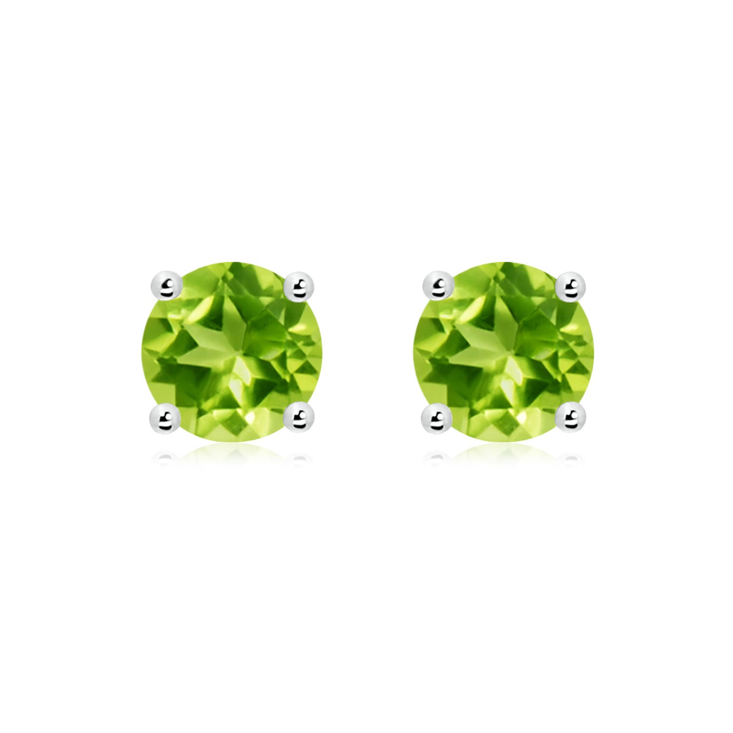 8mm AAA Basket-Set Round Peridot Studs in P950 Platinum