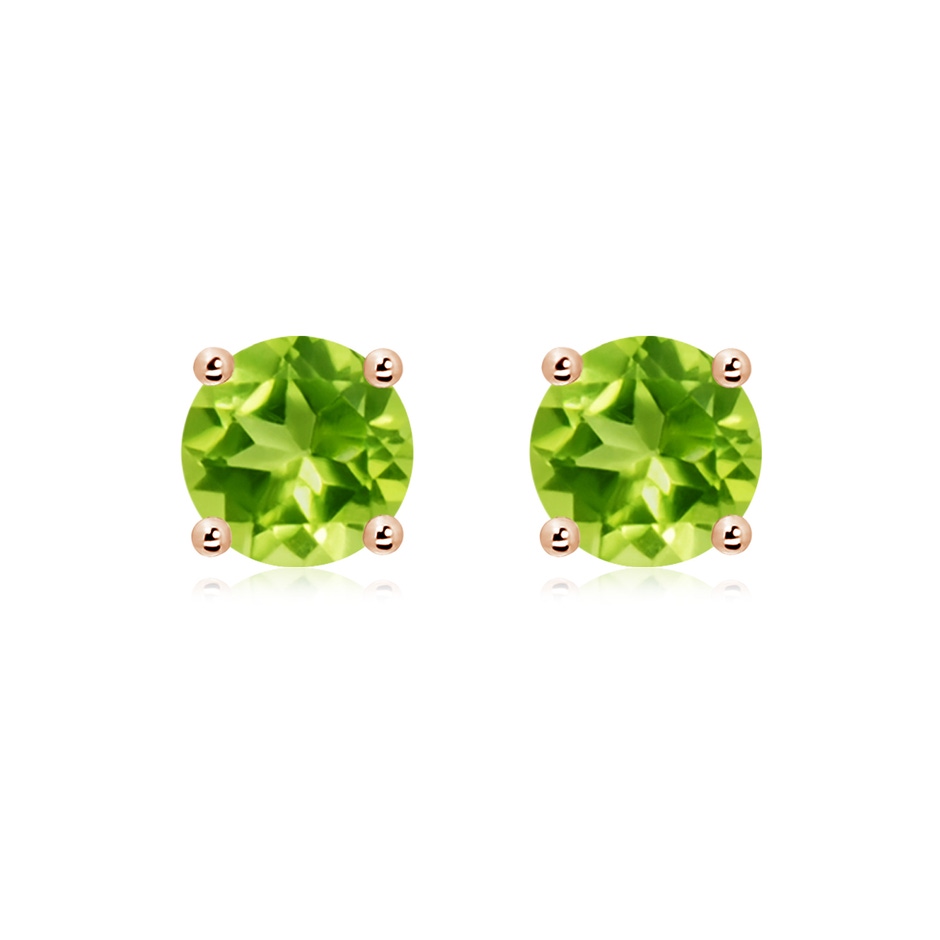 8mm AAA Basket-Set Round Peridot Studs in Rose Gold 