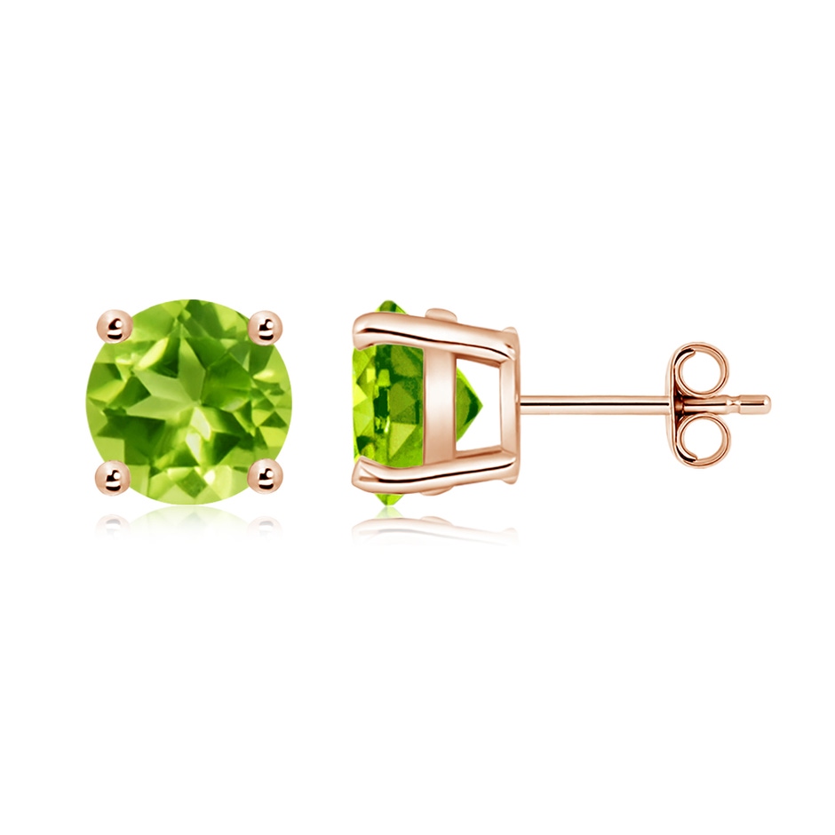 8mm AAA Basket-Set Round Peridot Studs in Rose Gold side 199