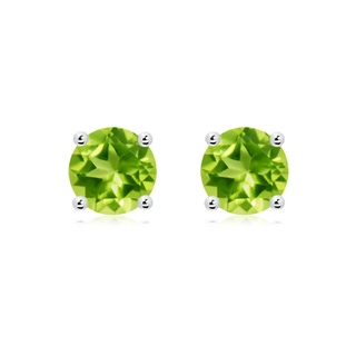 8mm AAA Basket-Set Round Peridot Studs in S999 Silver