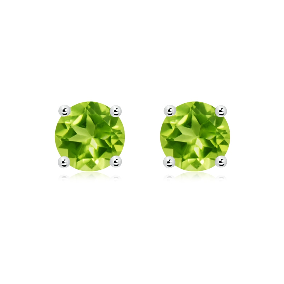 8mm AAA Basket-Set Round Peridot Studs in White Gold 
