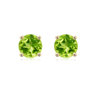 8mm AAA Basket-Set Round Peridot Studs in Yellow Gold