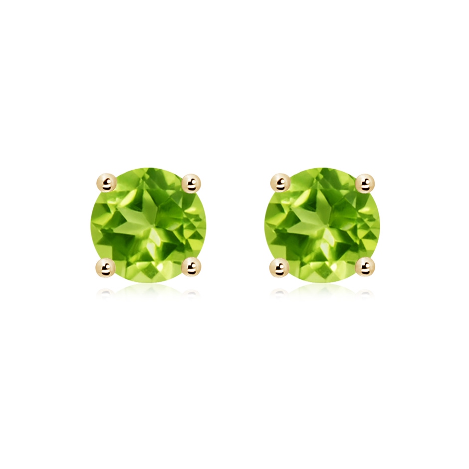 8mm AAA Basket-Set Round Peridot Studs in Yellow Gold 