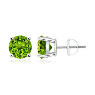 8mm AAAA Basket-Set Round Peridot Studs in P950 Platinum