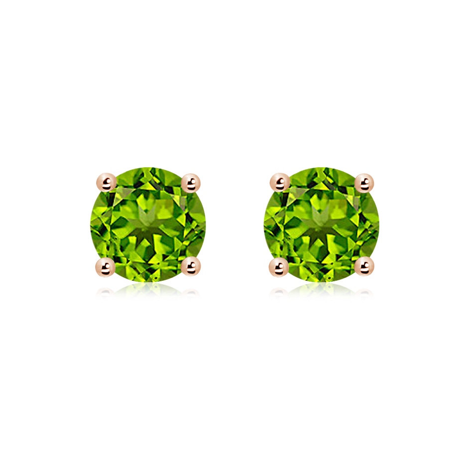 8mm AAAA Basket-Set Round Peridot Studs in Rose Gold 