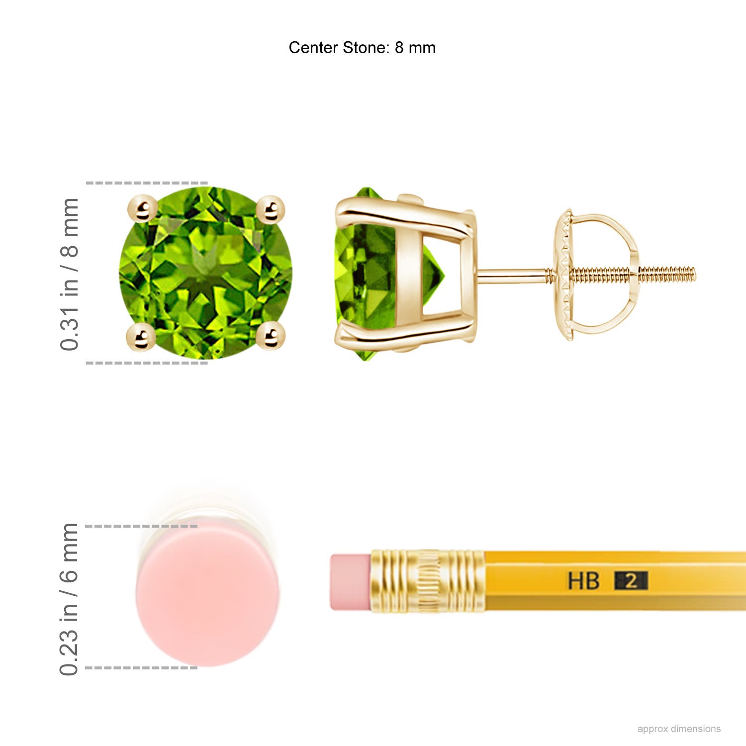 AAAA - Peridot / 4 CT / 14 KT Yellow Gold