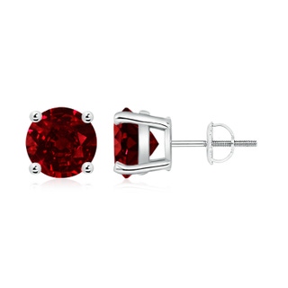 8mm AAAA Basket-Set Round Ruby Studs in P950 Platinum