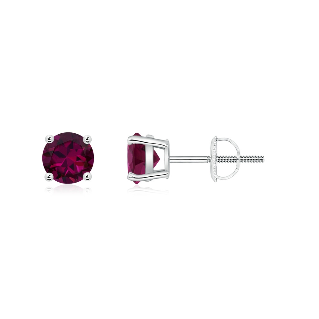 5mm AAAA Basket-Set Round Rhodolite Studs in P950 Platinum