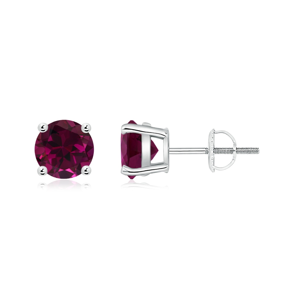 6mm AAA Basket-Set Round Rhodolite Studs in P950 Platinum