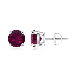 7mm AAAA Basket-Set Round Rhodolite Studs in P950 Platinum