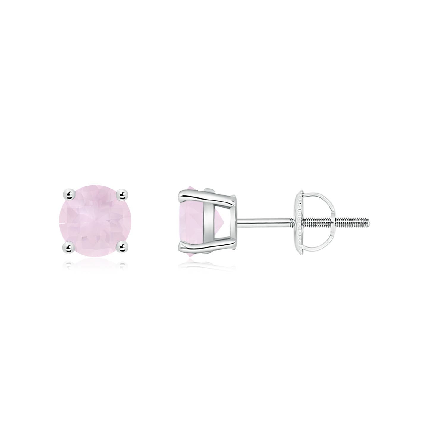 A - Rose Quartz / 1 CT / 14 KT White Gold