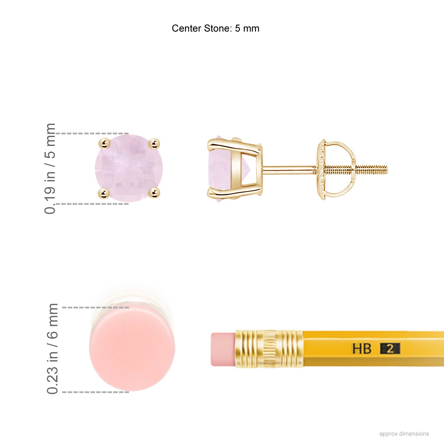 A - Rose Quartz / 1 CT / 14 KT Yellow Gold