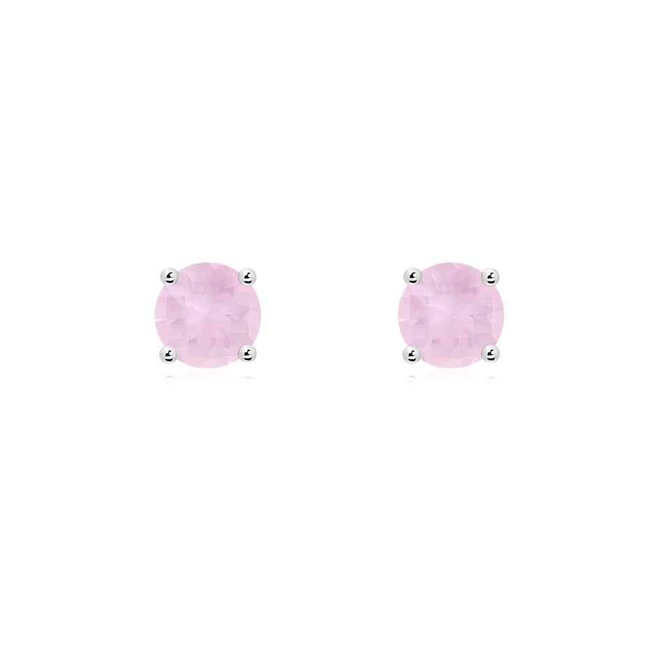 5mm AAA Basket-Set Round Rose Quartz Studs in White Gold 