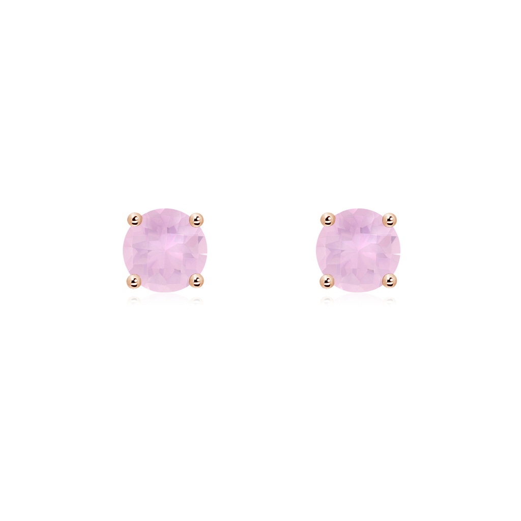 5mm AAAA Basket-Set Round Rose Quartz Studs in Rose Gold