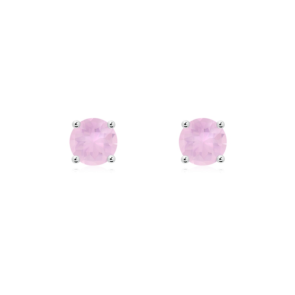 5mm AAAA Basket-Set Round Rose Quartz Studs in White Gold 