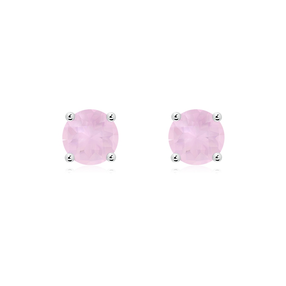 6mm AAA Basket-Set Round Rose Quartz Studs in White Gold 