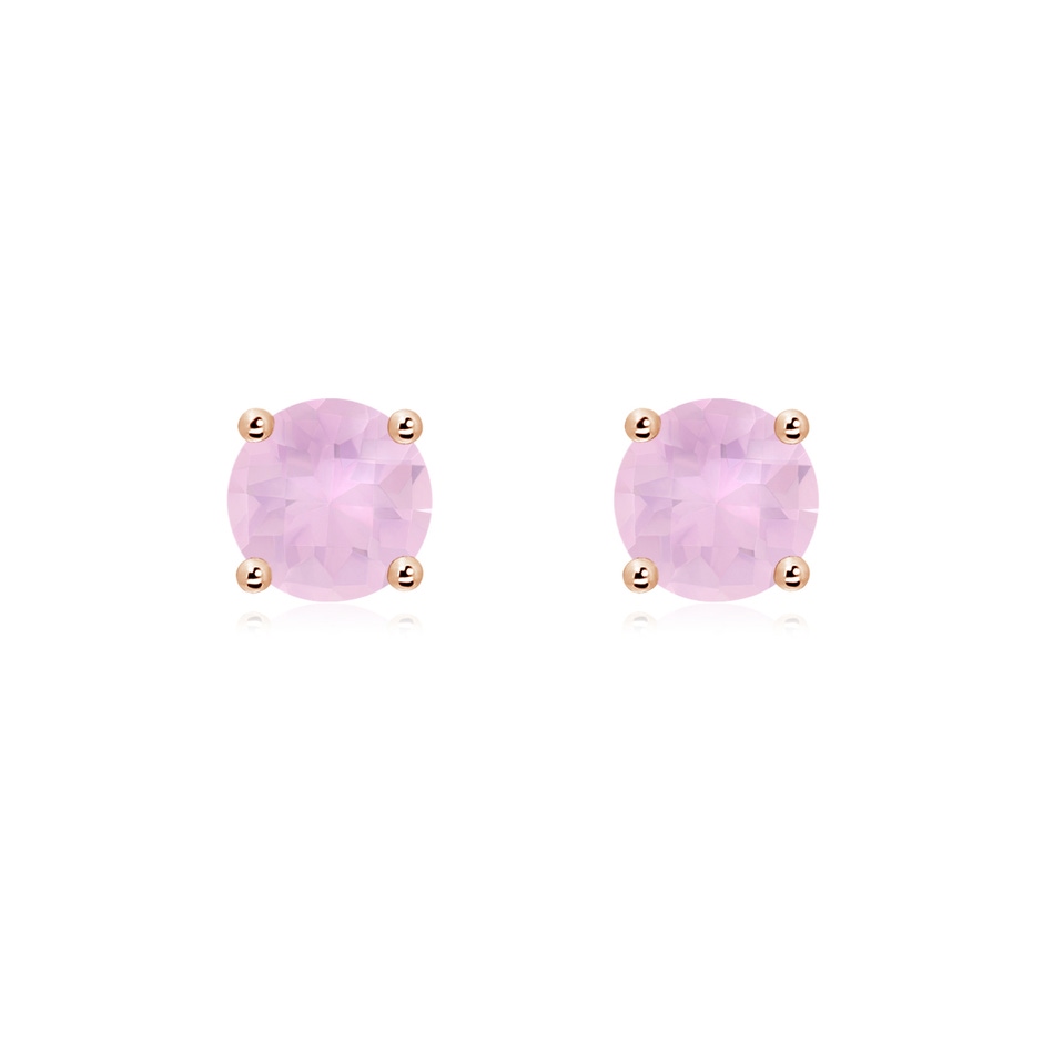 6mm AAAA Basket-Set Round Rose Quartz Studs in 18K Rose Gold 