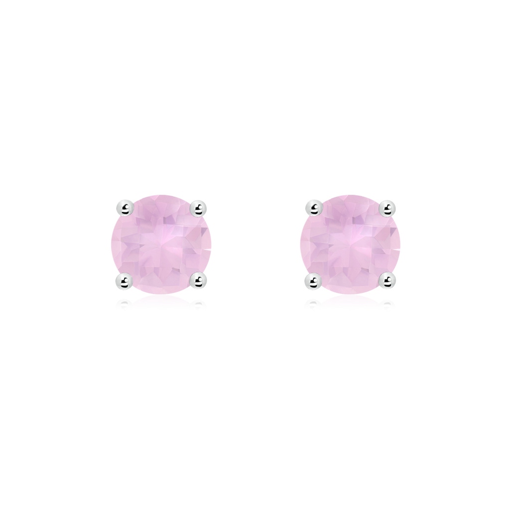6mm AAAA Basket-Set Round Rose Quartz Studs in 18K White Gold