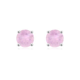 7mm AAAA Basket-Set Round Rose Quartz Studs in S999 Silver
