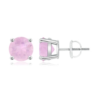 8mm AAAA Basket-Set Round Rose Quartz Studs in P950 Platinum