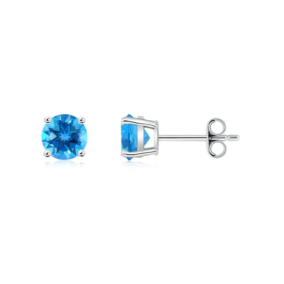 5mm AAAA Basket-Set Round Swiss Blue Topaz Studs in P950 Platinum side 199