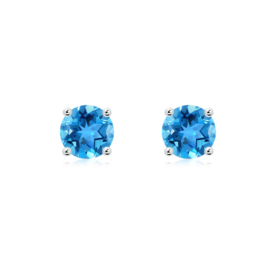 6mm AAA Basket-Set Round Swiss Blue Topaz Studs in White Gold 