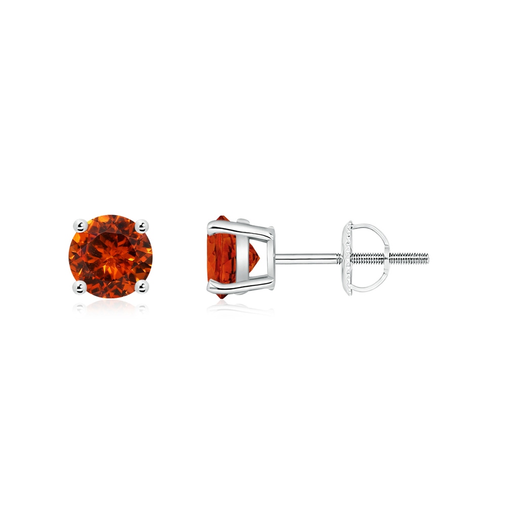 5mm AAAA Basket-Set Round Spessartite Studs in P950 Platinum