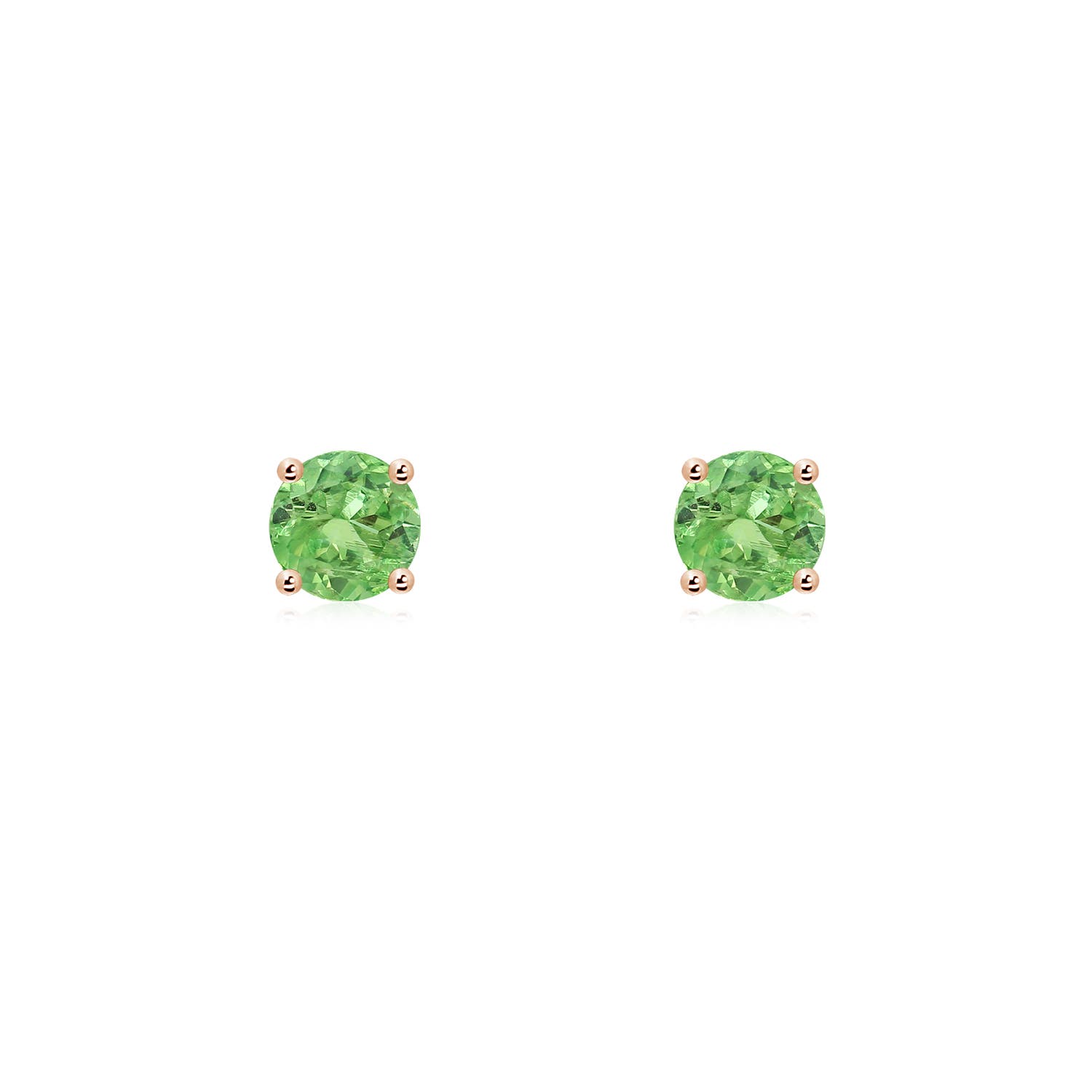 4mm A Basket-Set Round Tsavorite Studs in Rose Gold
