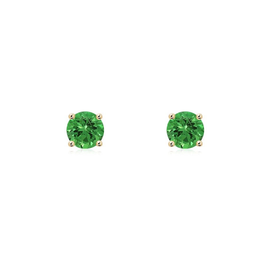 4mm AAAA Basket-Set Round Tsavorite Studs in 18K Yellow Gold 