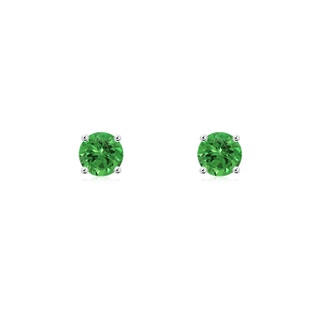 4mm AAAA Basket-Set Round Tsavorite Studs in S999 Silver