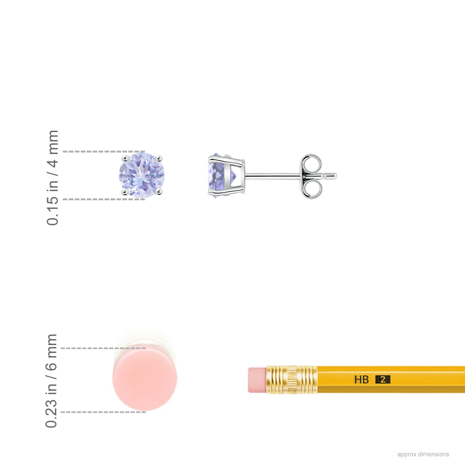 4mm A Basket-Set Round Tanzanite Studs in P950 Platinum - ruler