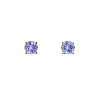4mm AA Basket-Set Round Tanzanite Studs in Rose Gold