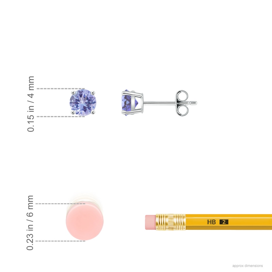 4mm AA Basket-Set Round Tanzanite Studs in White Gold ruler