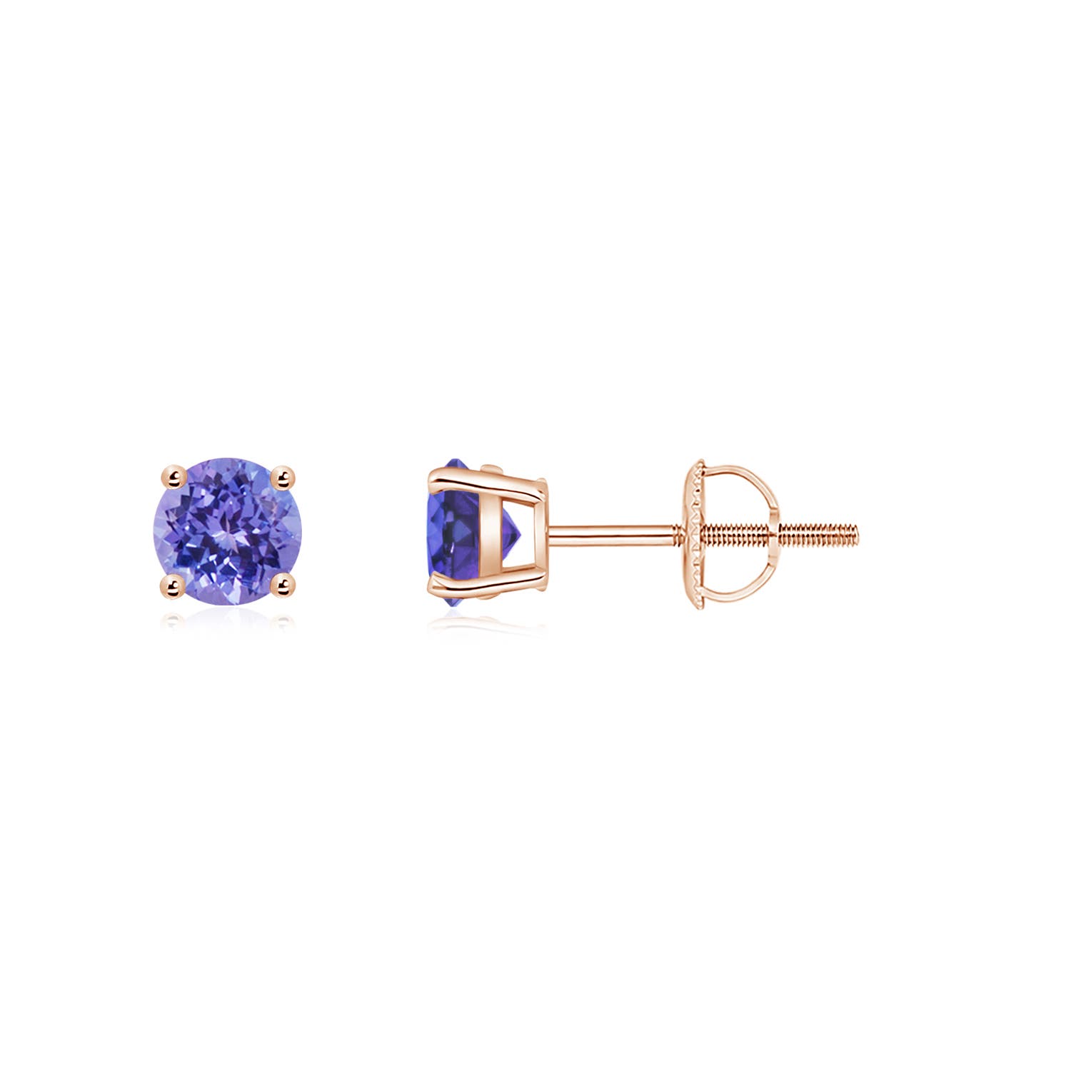 Bezel Set Tanzanite Trio Cluster Stud Earrings | Angara