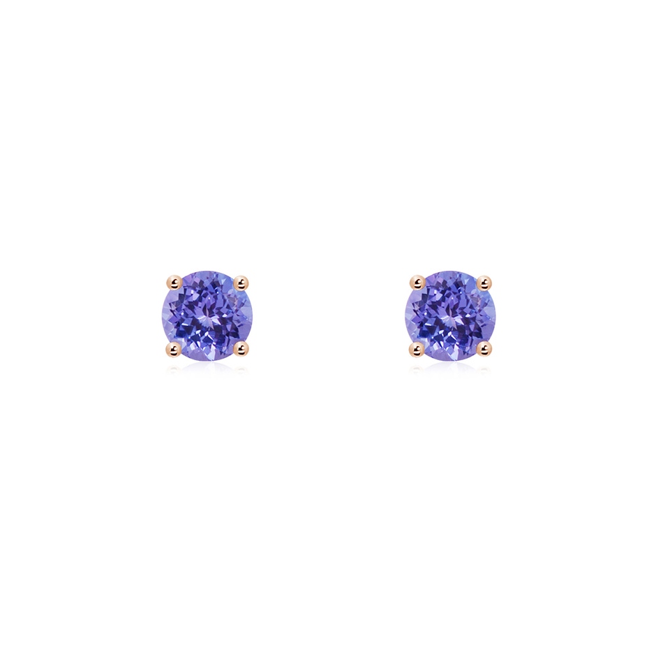 4mm AAA Basket-Set Round Tanzanite Studs in Rose Gold 
