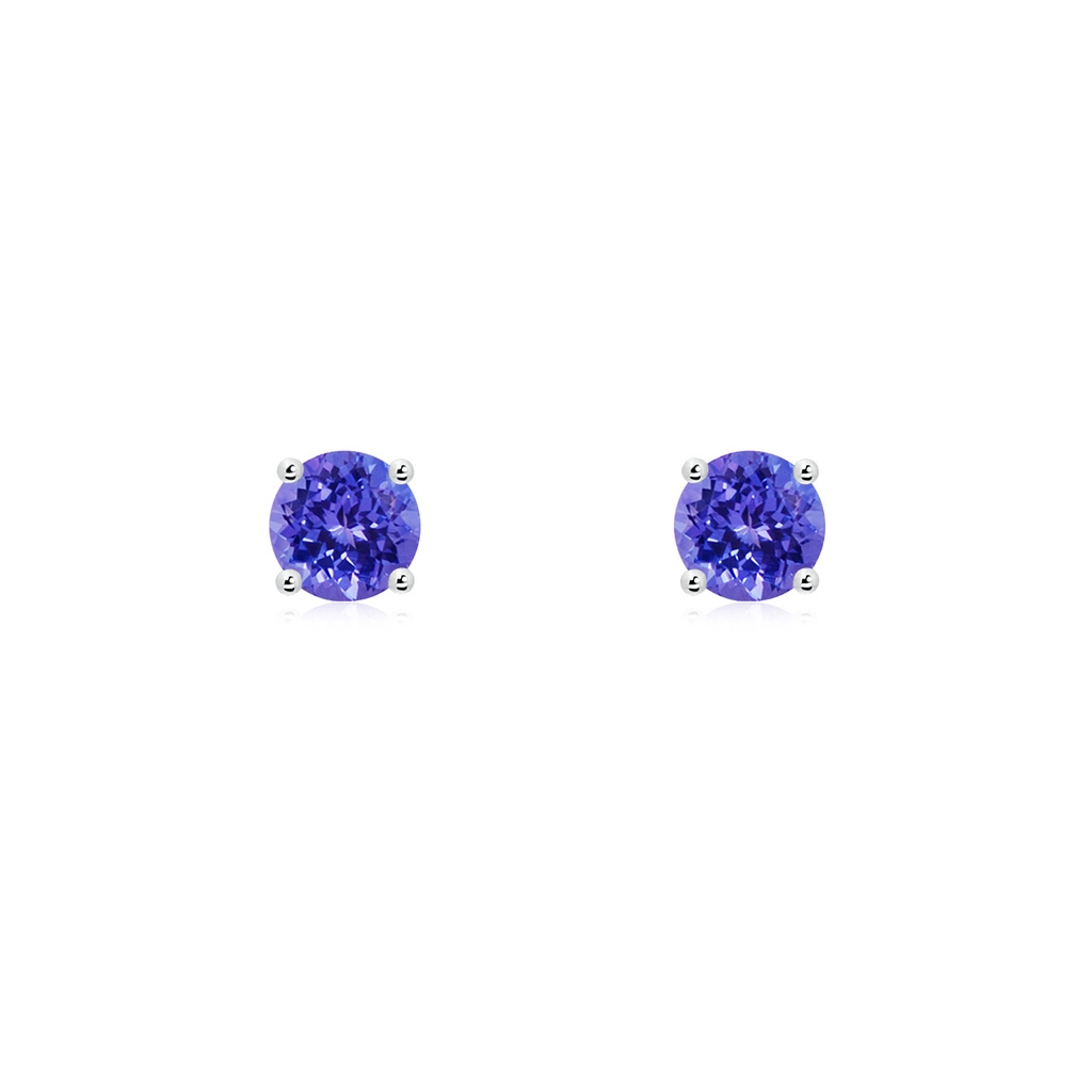4mm AAAA Basket-Set Round Tanzanite Studs in White Gold
