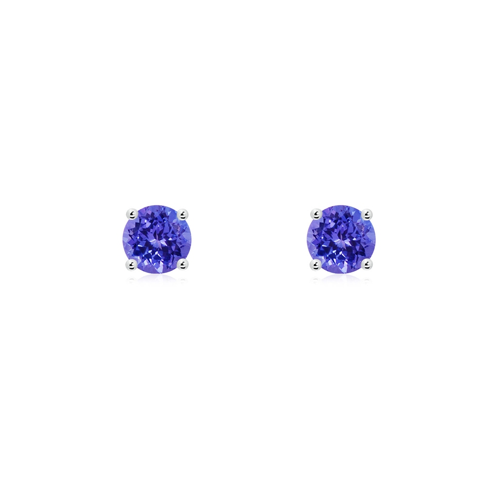 4mm AAAA Basket-Set Round Tanzanite Studs in White Gold