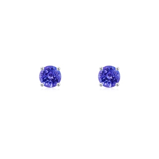 4mm AAAA Basket-Set Round Tanzanite Studs in White Gold