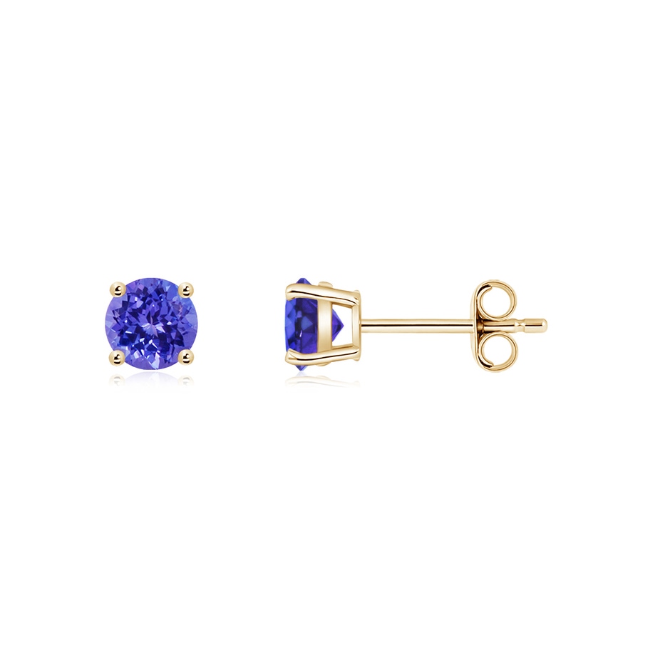 4mm AAAA Basket-Set Round Tanzanite Studs in Yellow Gold side 199