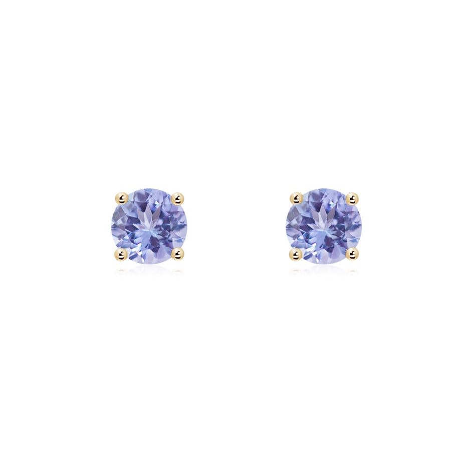 5mm AA Basket-Set Round Tanzanite Studs in Yellow Gold 