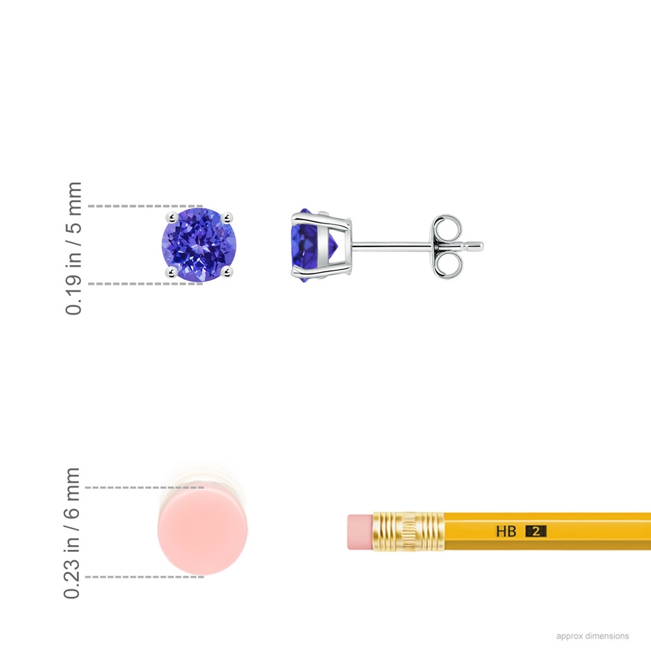 5mm AAAA Basket-Set Round Tanzanite Studs in White Gold ruler