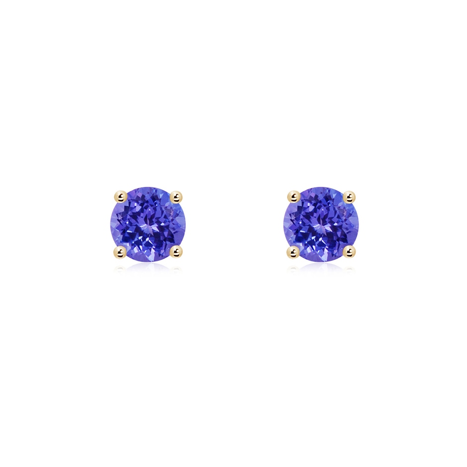 5mm AAAA Basket-Set Round Tanzanite Studs in Yellow Gold 