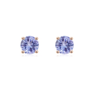 6mm A Basket-Set Round Tanzanite Studs in Rose Gold