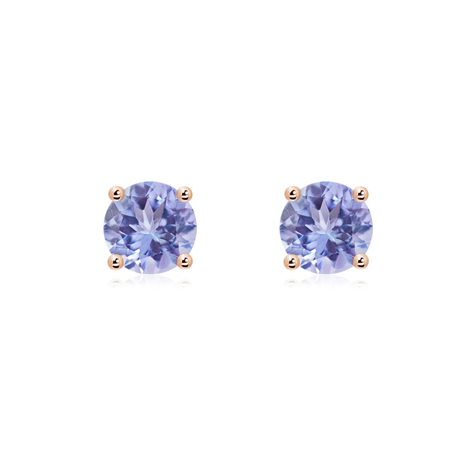6mm A Basket-Set Round Tanzanite Studs in Rose Gold 