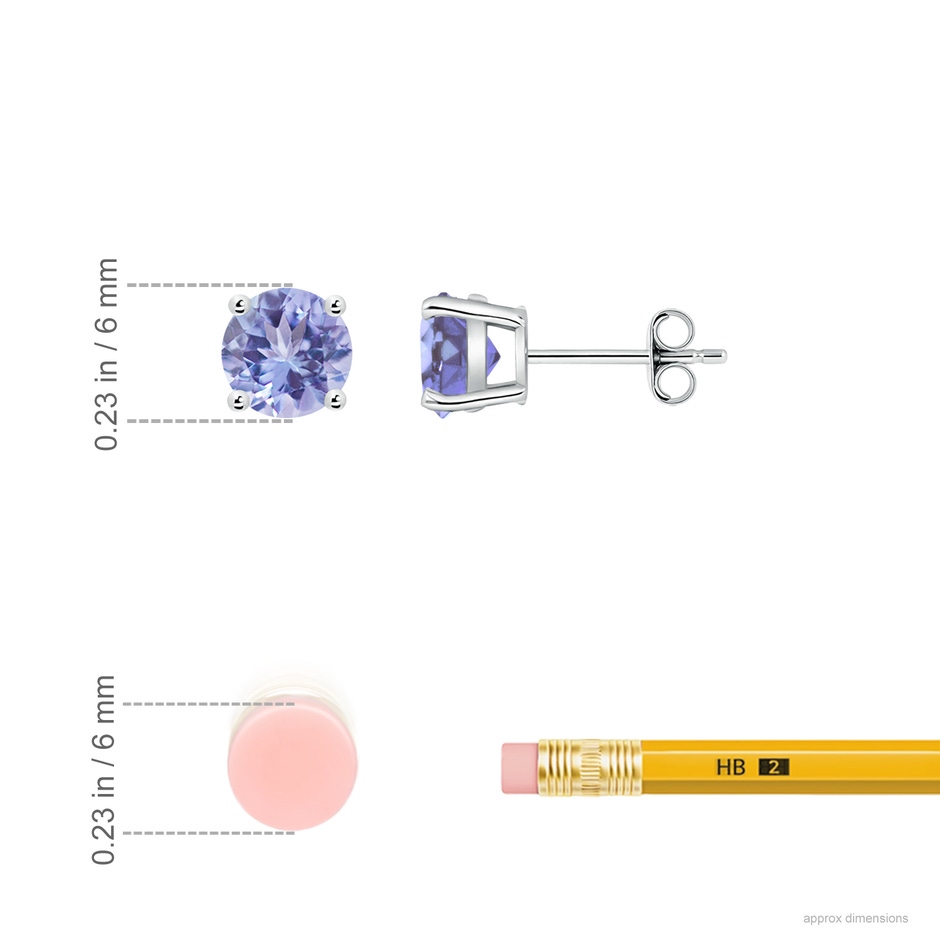 6mm A Basket-Set Round Tanzanite Studs in White Gold ruler