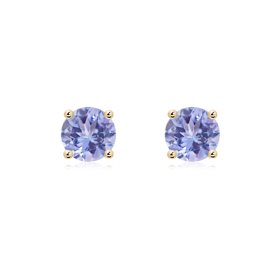 6mm A Basket-Set Round Tanzanite Studs in Yellow Gold 
