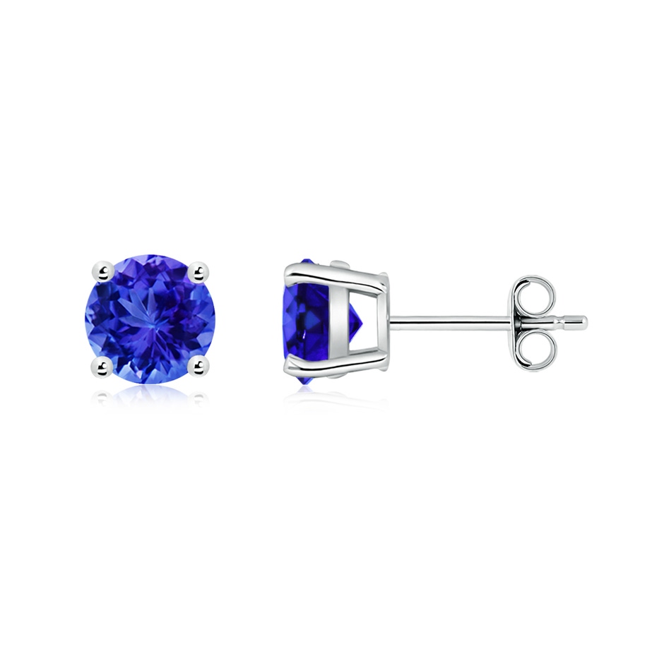 6mm AAA Basket-Set Round Tanzanite Studs in P950 Platinum side 199