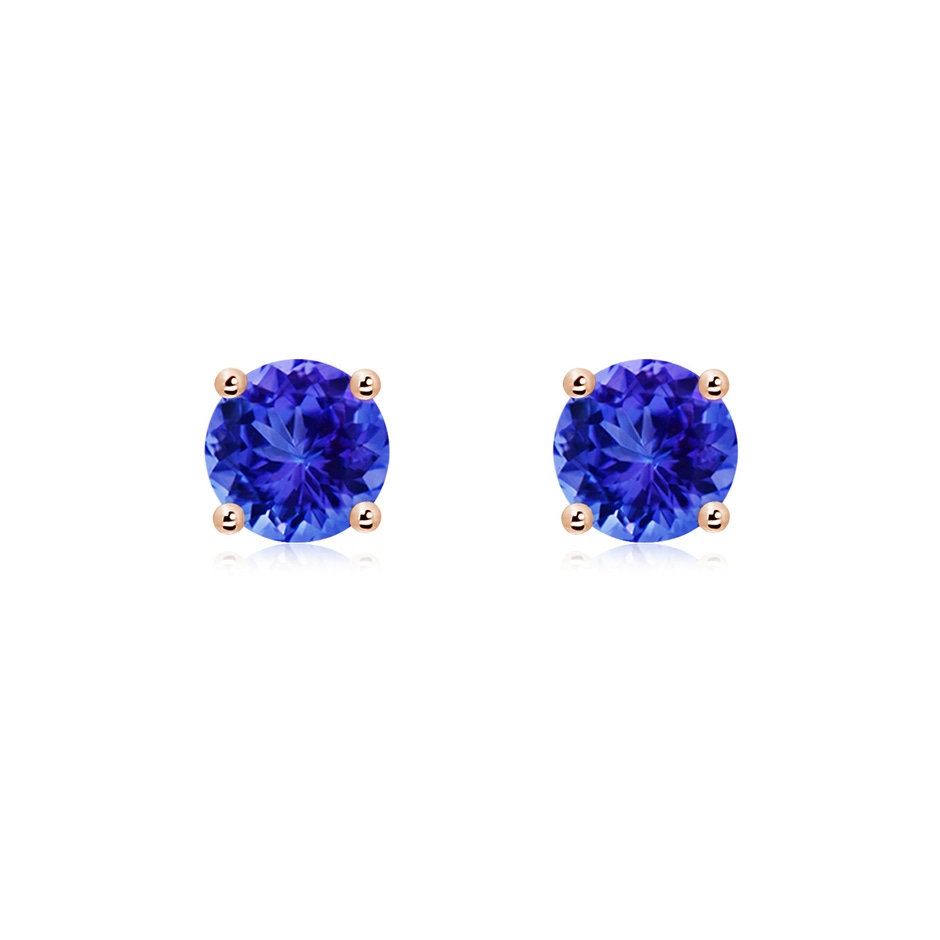 6mm AAA Basket-Set Round Tanzanite Studs in Rose Gold 