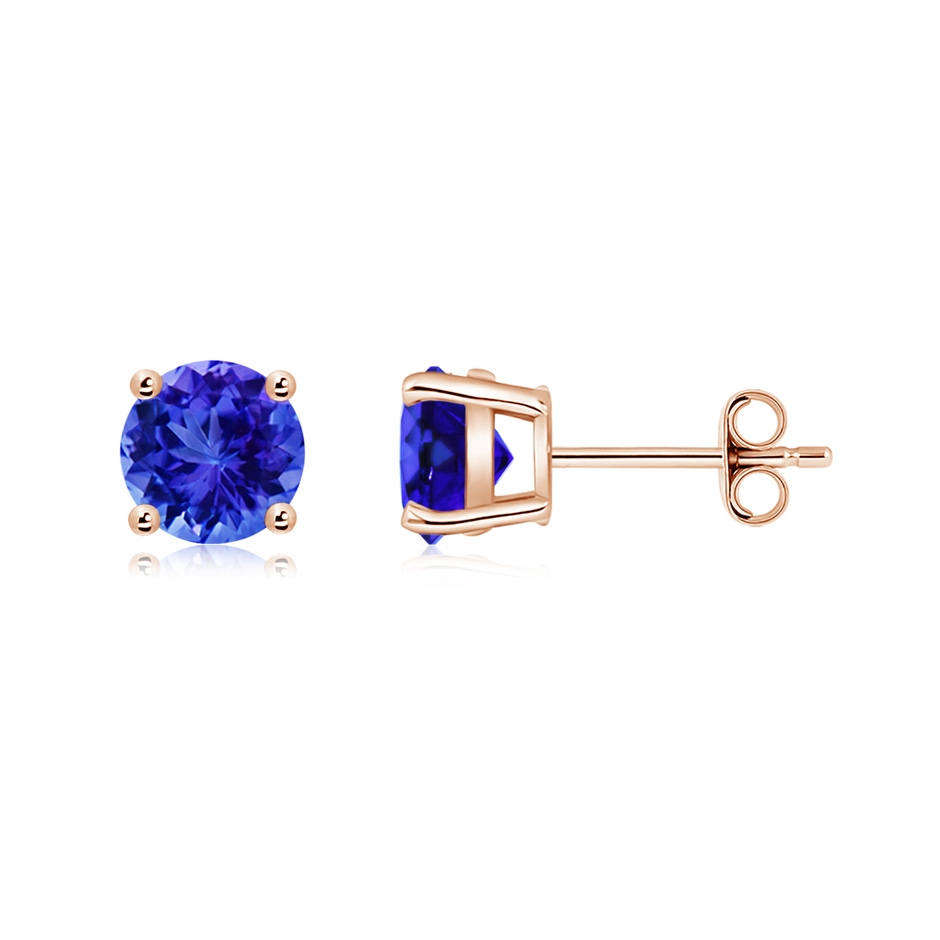6mm AAA Basket-Set Round Tanzanite Studs in Rose Gold side 199