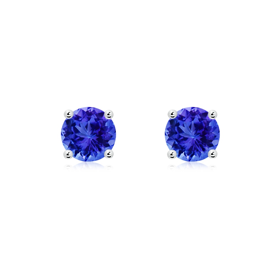6mm AAA Basket-Set Round Tanzanite Studs in White Gold 